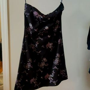 Subtle floral print black strapless dress, size 11